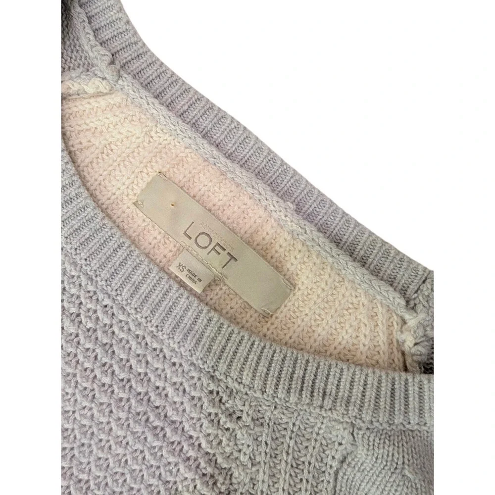 Loft Ann Taylor Cream‎ Gray Textured Pullover Sweater Women's Size XS
